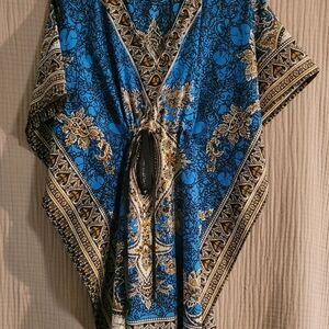 Rima Beachworld Blue and Black Patterned Short Kaftan
